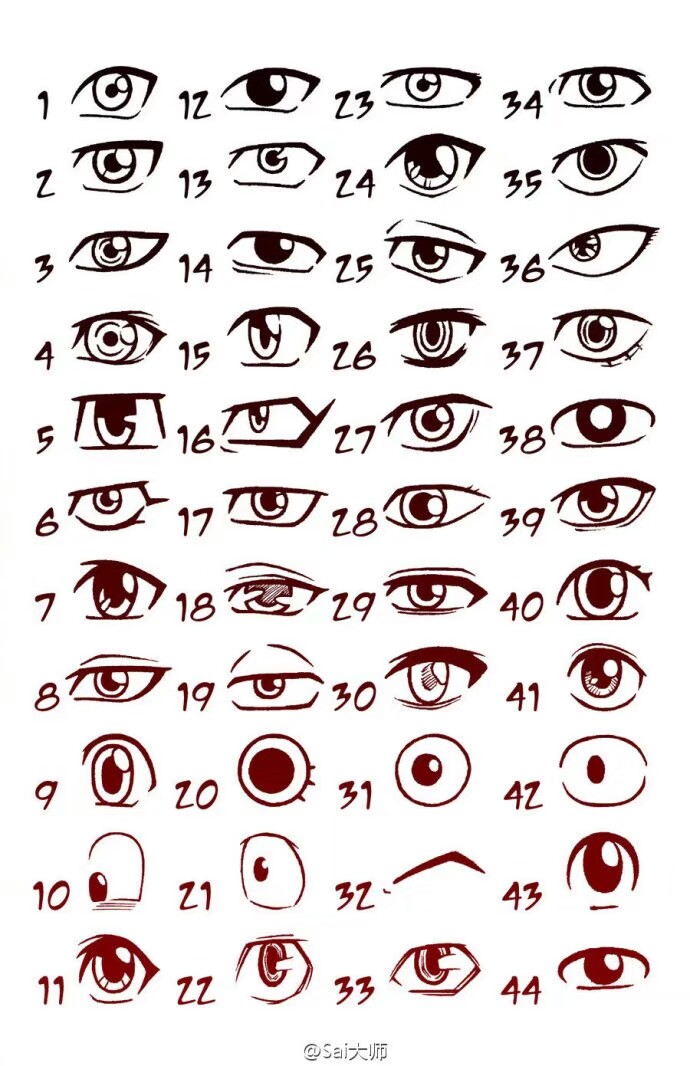 千种不同类型的漫画眼睛绘制画法参考