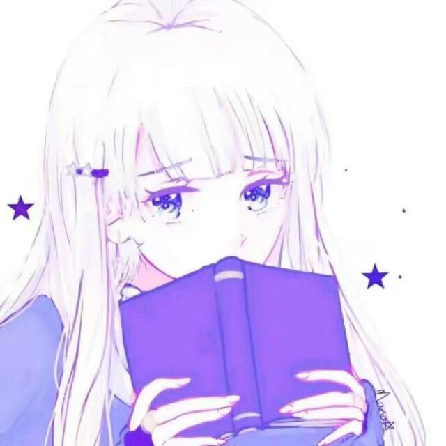 二次元少女白色长发紫瞳头像书