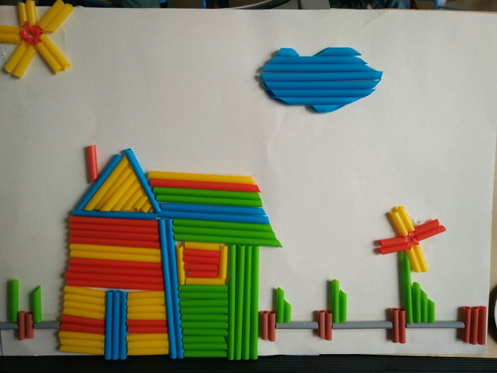 幼儿园吸管创意画图片