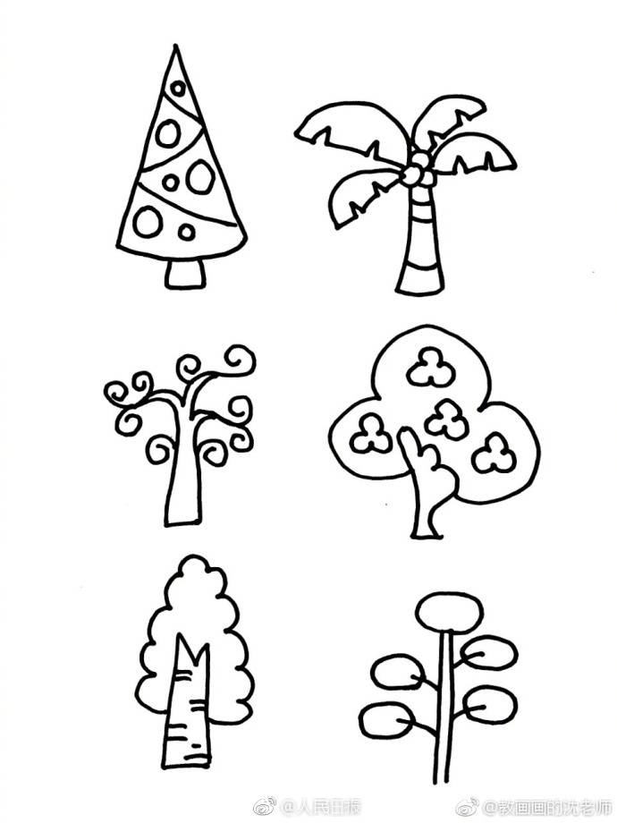各种树简笔画图片
