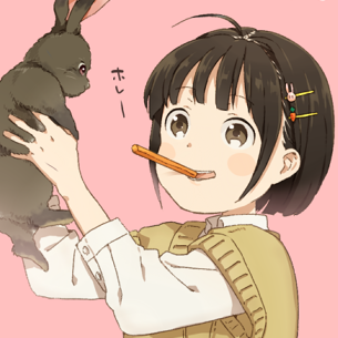 动漫女生抱大兔子