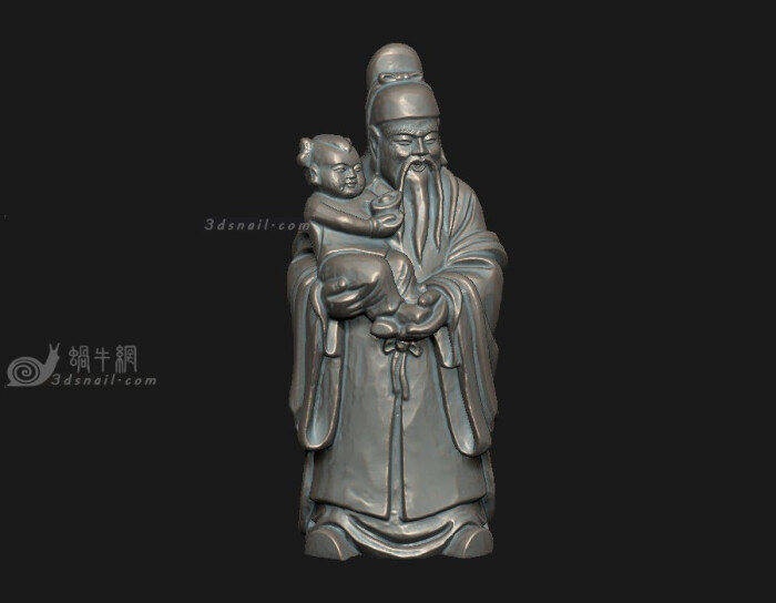 福禄寿,祥云福星福将,中式古代神话人物,神仙,3dsnail模型网