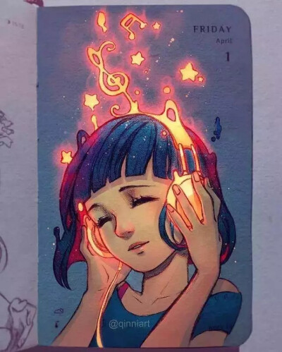 评论  水彩 马克笔 动漫人物 细腻意境精致唯美清雅 via:韩青 星空系
