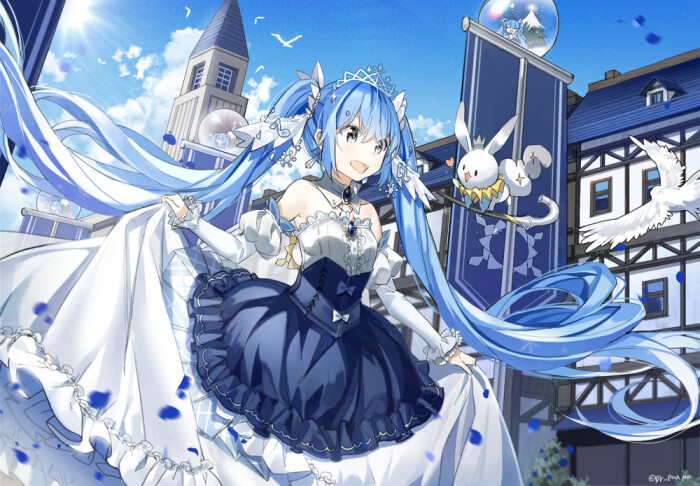 vocaloid 初音未来 雪未来 绘师:popuru/ポプルp( pixiv id=12929463)