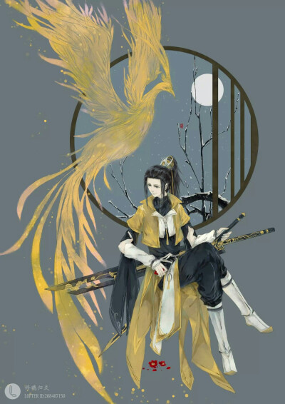 手绘古风男子剑网三·藏剑画师:修鹤归爻