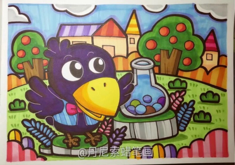 范画故事乌鸦喝水