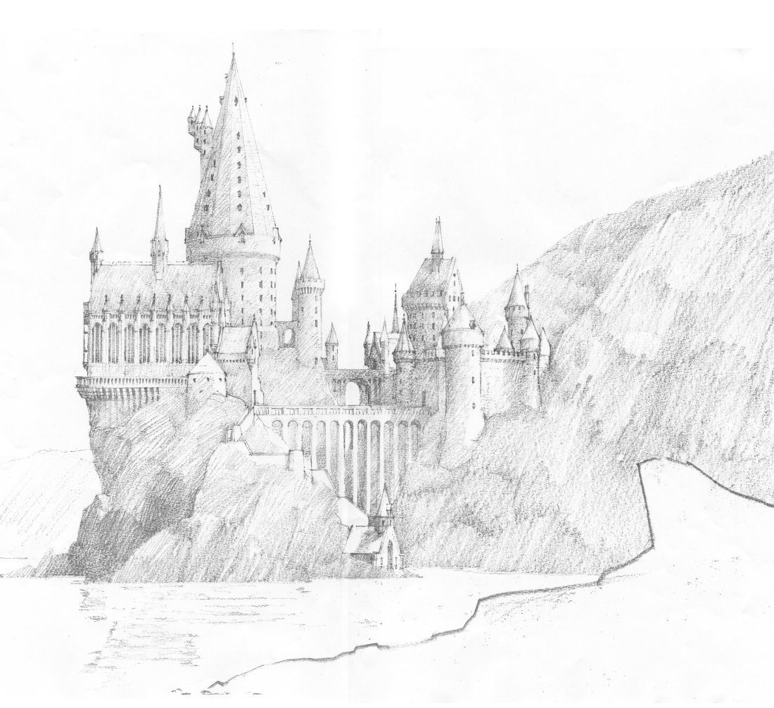 霍格沃茨城堡手绘线稿图片
