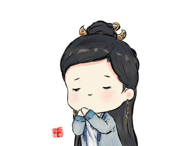 古风 古装 手绘 卡通 q版扶摇 蓝紫色小裙子 萌萌哒 图by筱暖同学mm