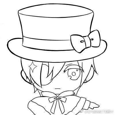 黑白线稿橡皮章素材q版黑执事夏尔