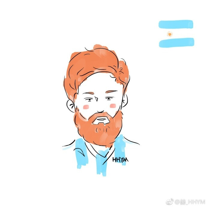 粉丝投稿@赫_hhym 一组世界杯主题小插画头像当球员变可爱了还能认