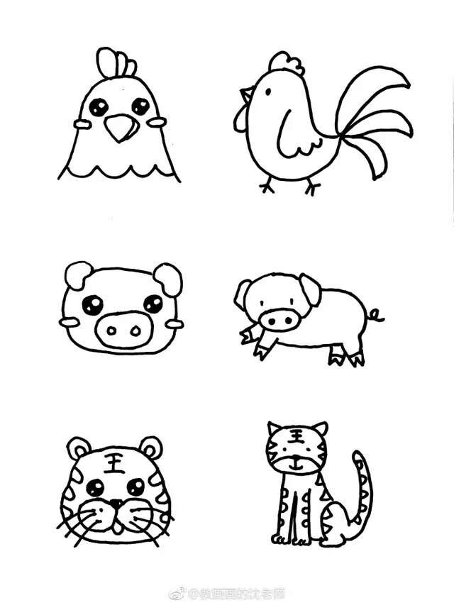 100种可爱简笔画 动物图片