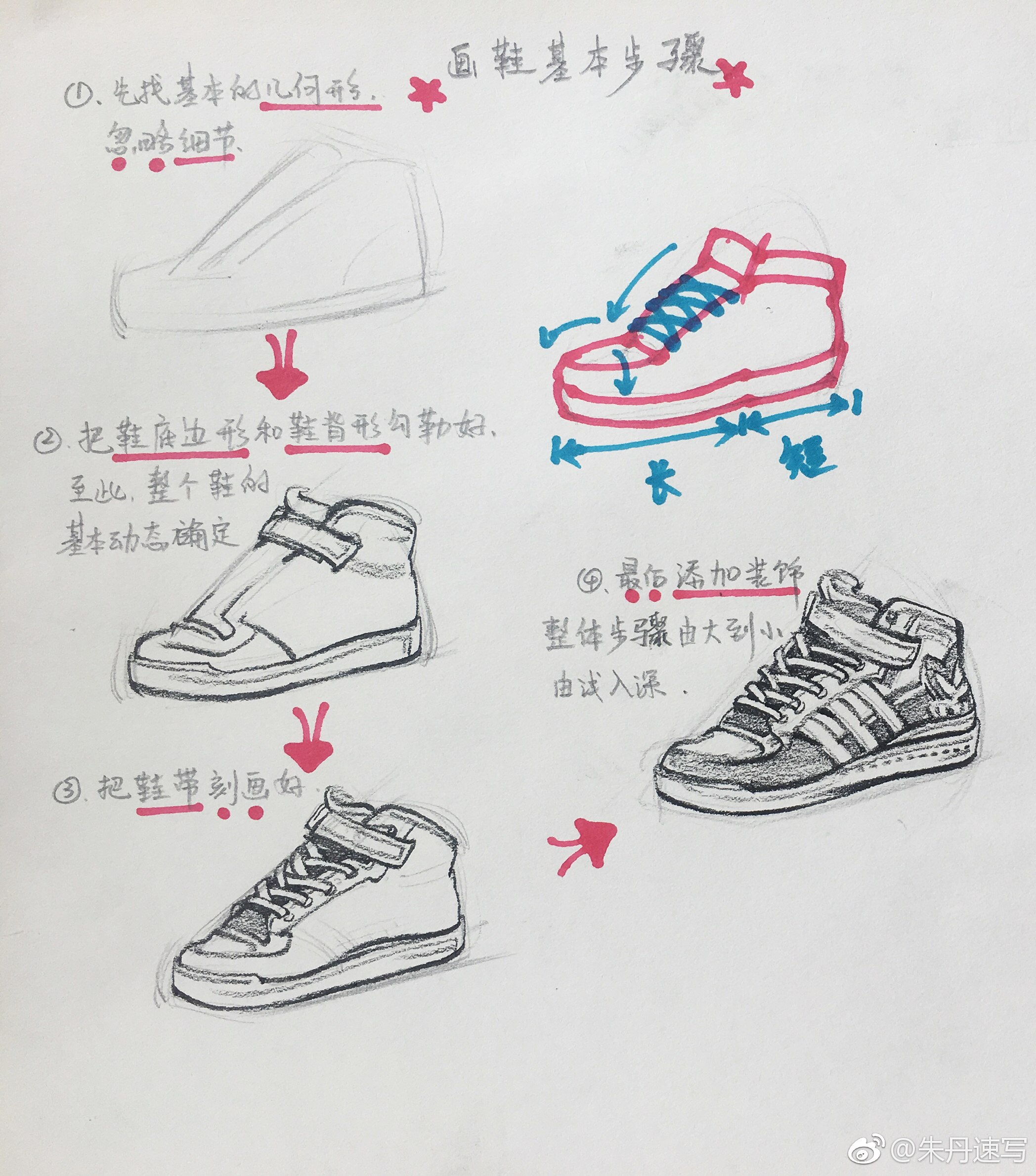 素描画鞋子的步骤图图片