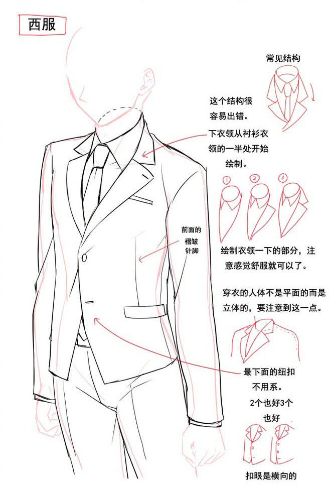 西服和衬衫的画法