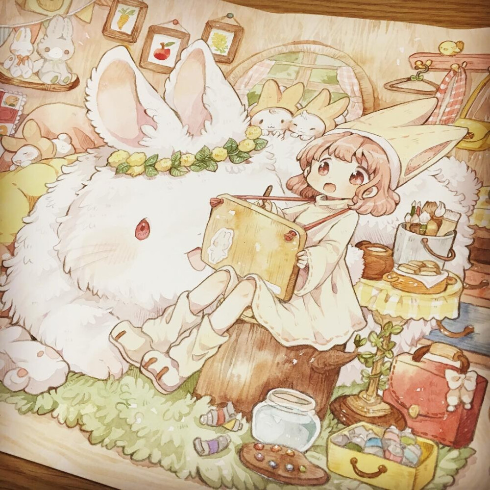 ins:日本插画师mokarooru大大的作品 超可爱!