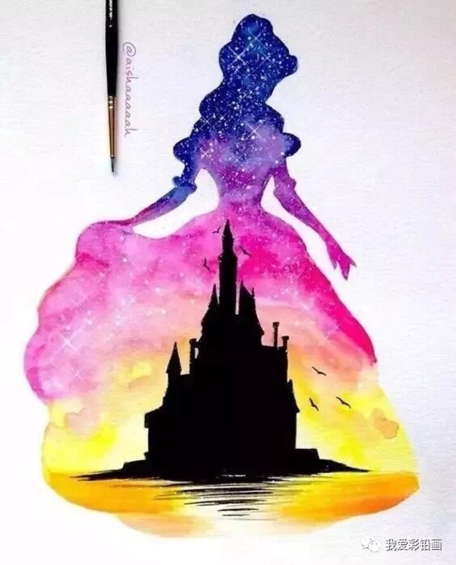 水彩梦幻卡通人物插画