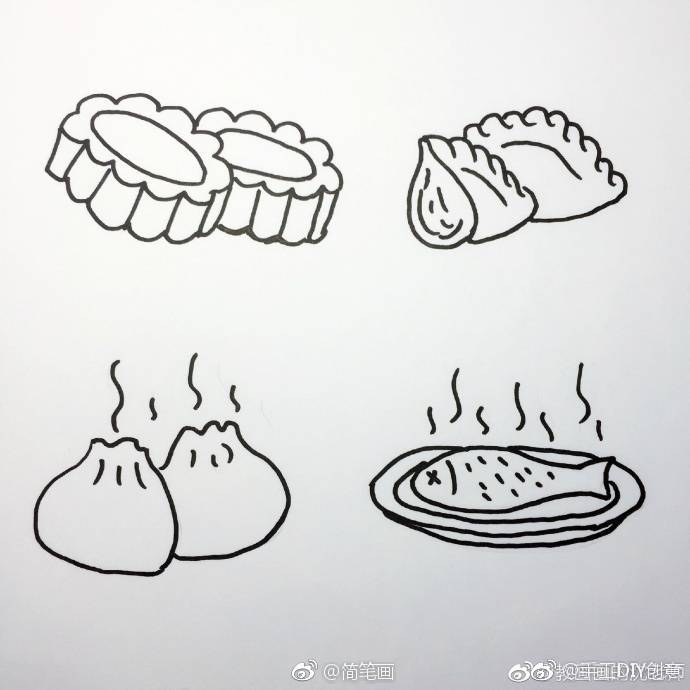 中国美食卡通简笔画图片