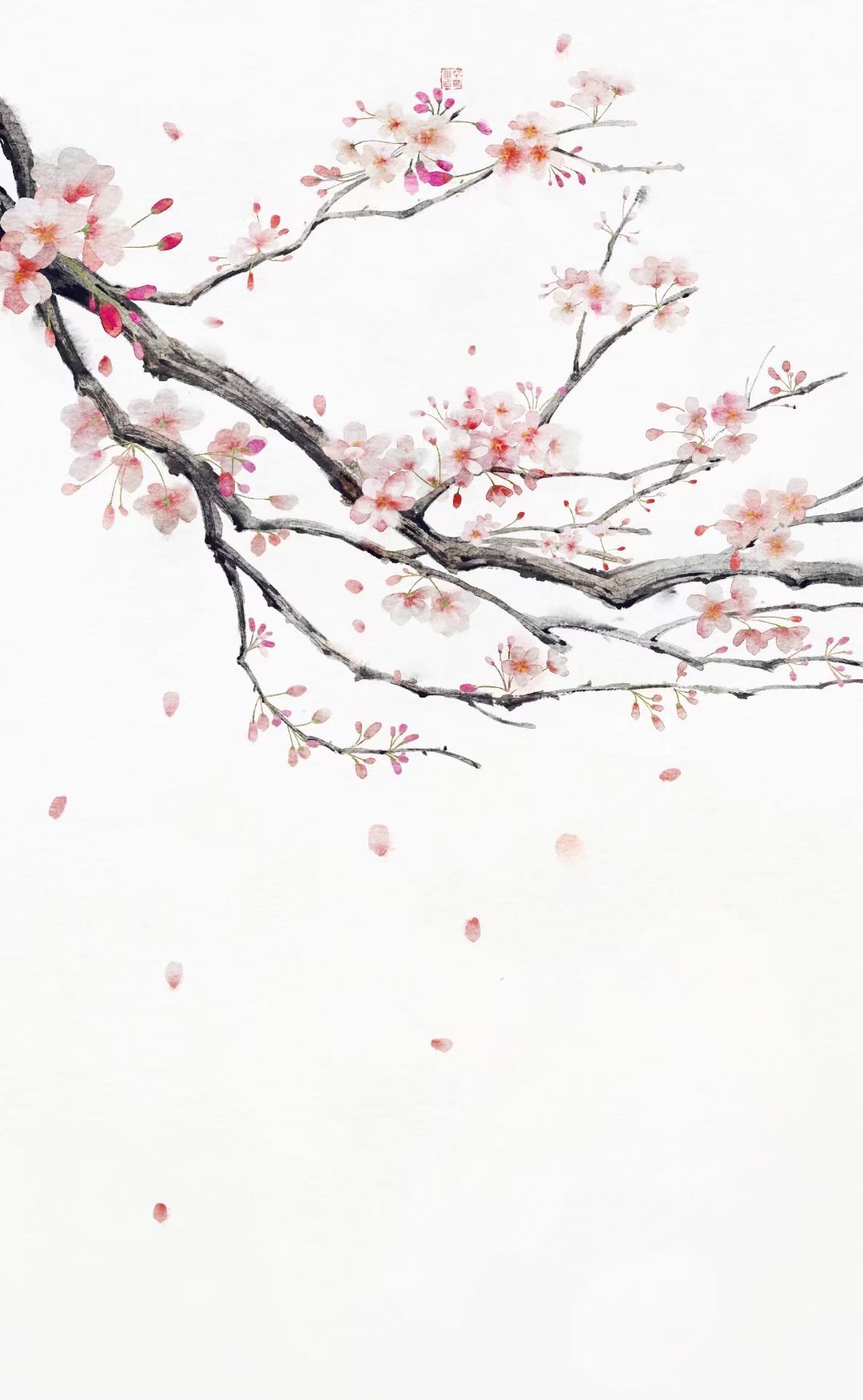 动漫背景图 古风 树枝 粉花
