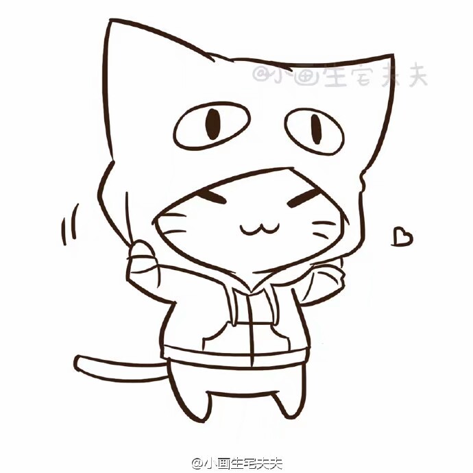 小猫简笔画卡通人物图片