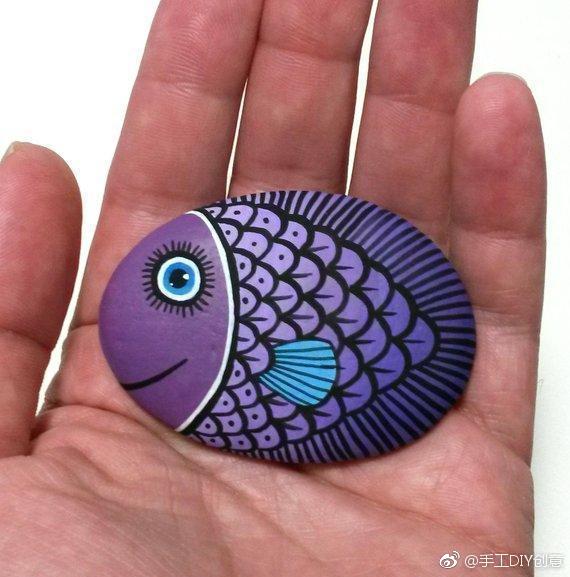 很可爱的卡通鹅卵石画,纯手工鹅卵石卡通画