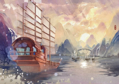 古风插画/古风壁纸唯美古风意境壁纸【图:@郭小天__ 】冬无愆阳, 夏无