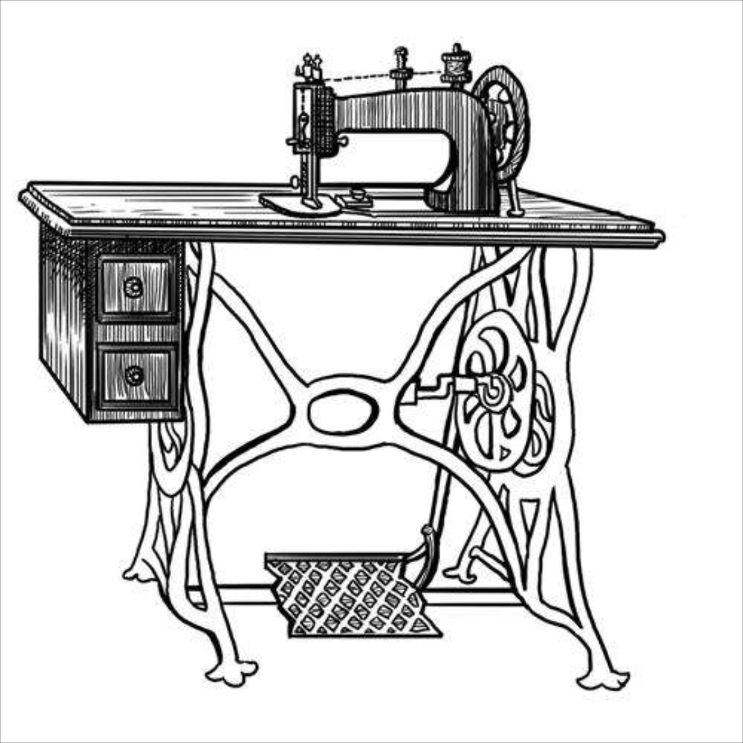 缝纫机的简笔画老式图片