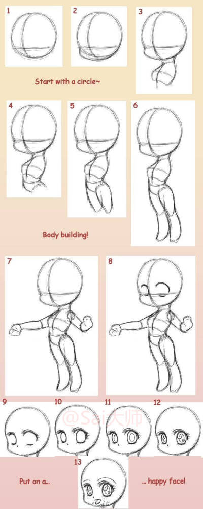 绘画学习# 给大家分享一些简单的q版人物绘制画法,非常适合新手练习