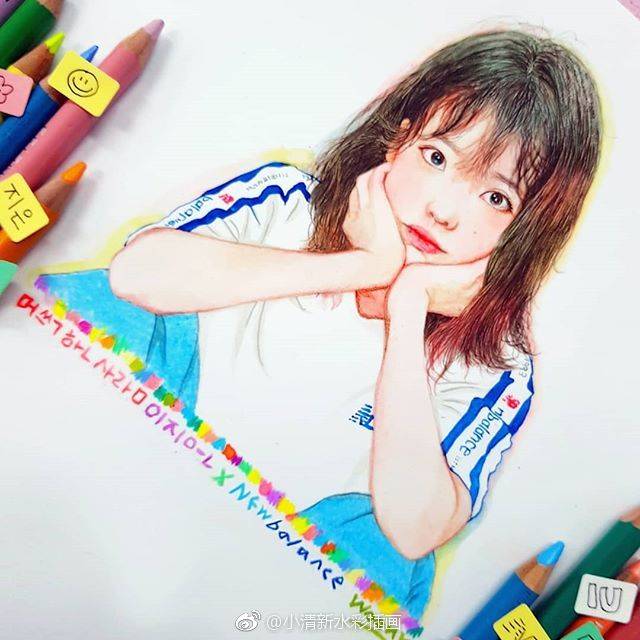 iu 李智恩 彩铅画 手绘