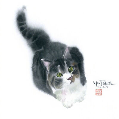 水彩画小猫咪