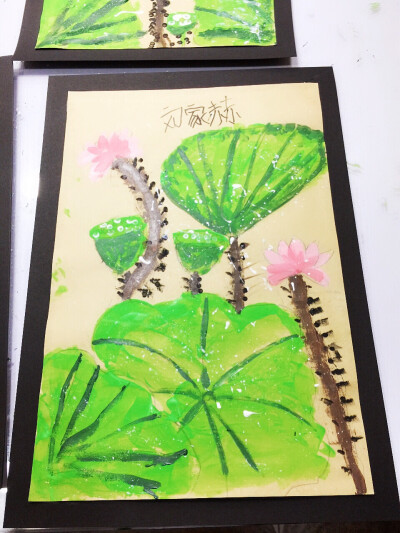 儿童画水粉荷花