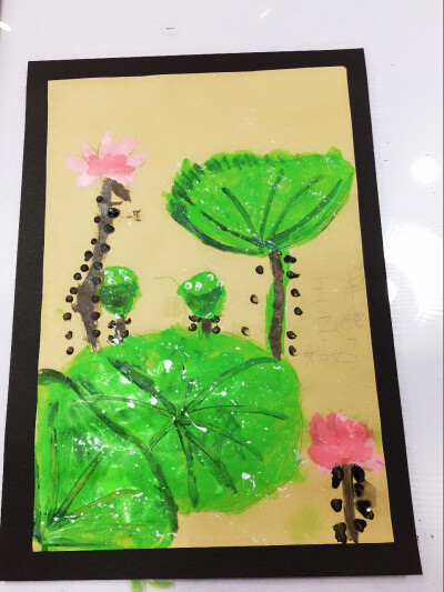 儿童画水粉荷花