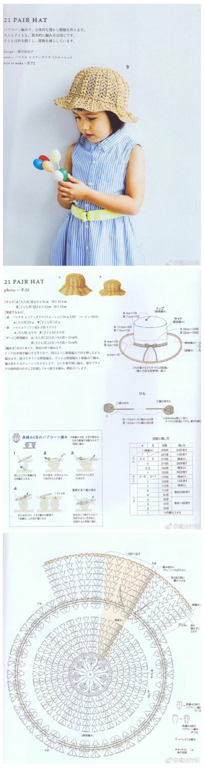 钩织图解草帽
