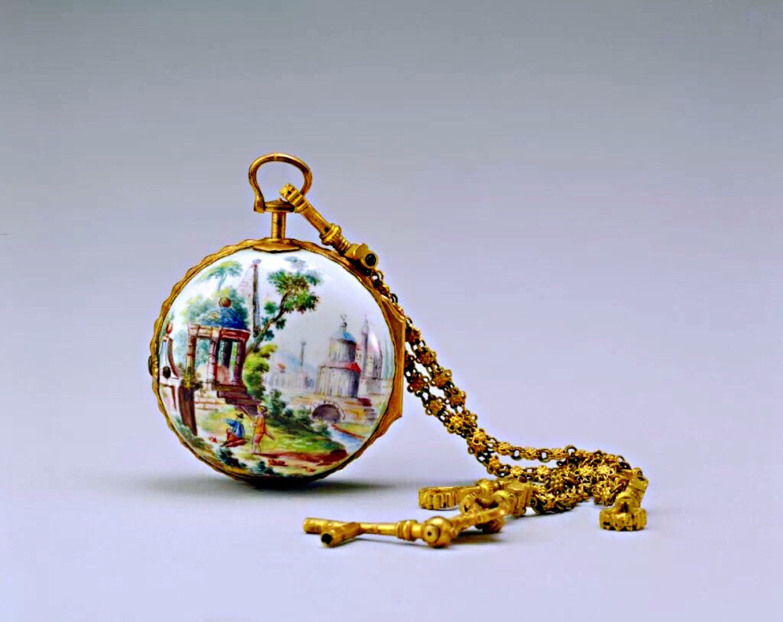 故宫博物院藏18世纪英国制造铜镀金壳画珐琅怀表