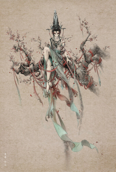 【古风插画】作者:杉泽 # 敦煌·悯花