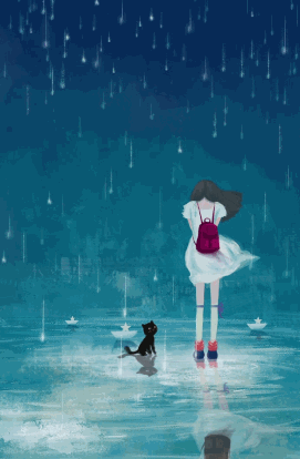 雨中少女动态壁纸图片