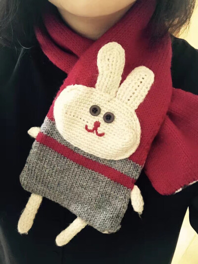 手工编织小兔子围巾