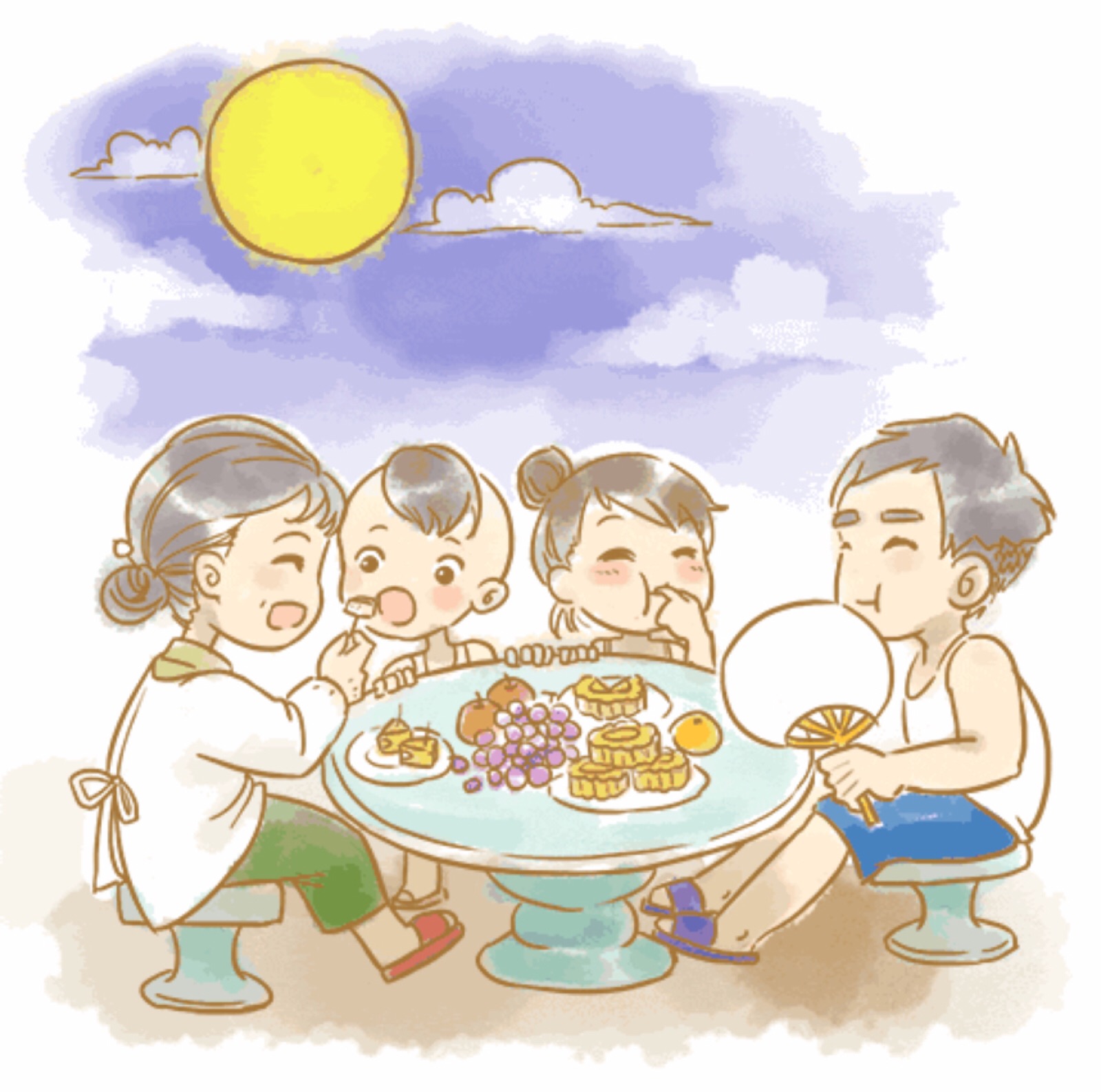 潮汕中秋节 漫画图片