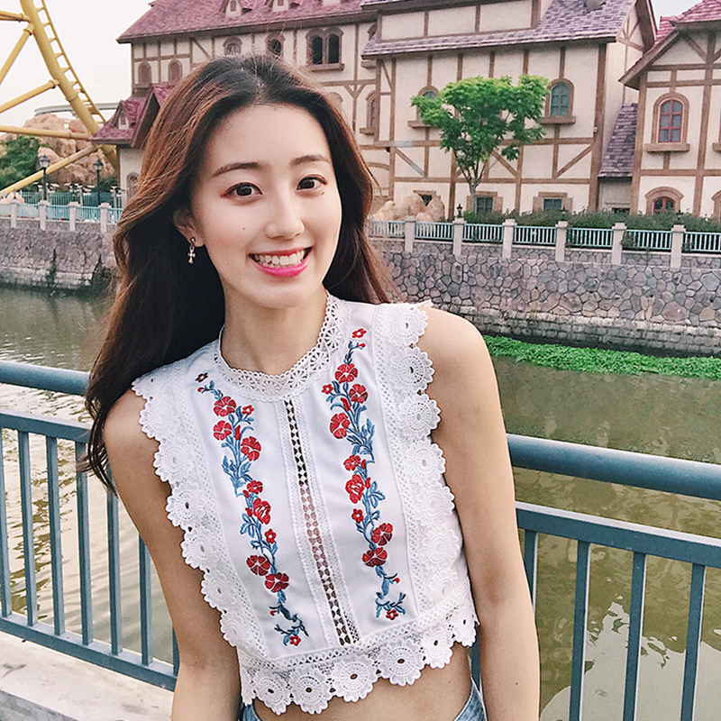 安妮婷婷 修身显瘦刺绣背心女2018新款 去看看
