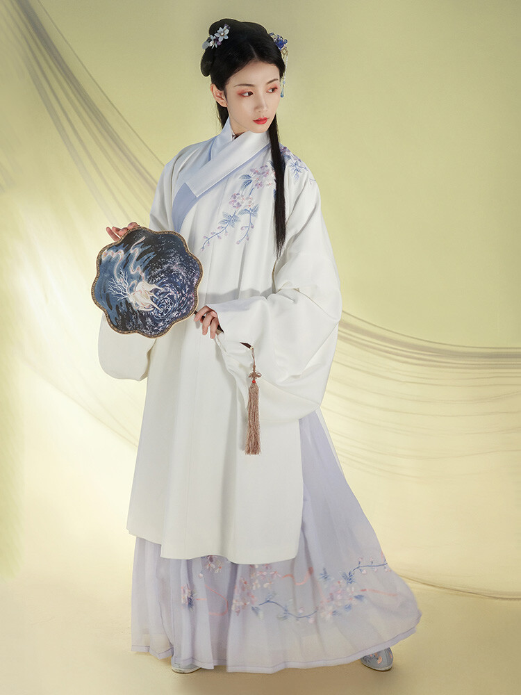 重回汉唐汉服女装徽音中国风清新淡雅绣花交领长袄秋冬新品非古装