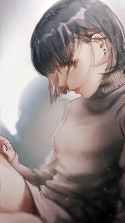 手绘.短发女生