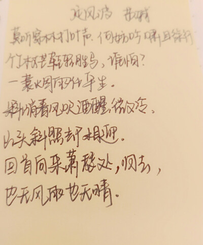 今日摘抄,超喜欢《定风波》中的"一蓑烟雨任平生"