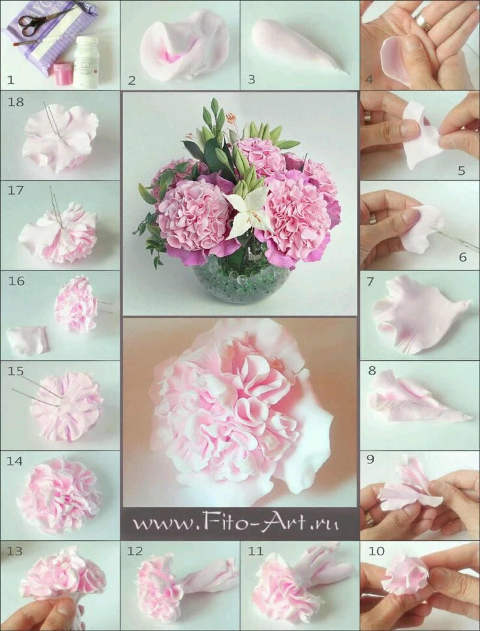 粘土做花的最简单方法图片