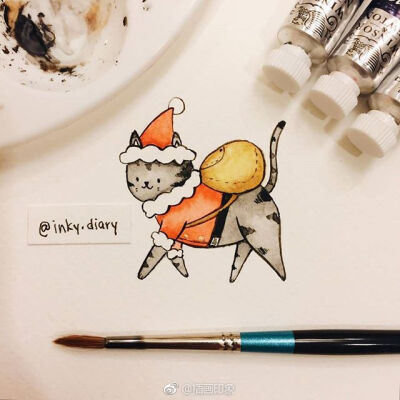 软萌可爱的动物水彩插画~【插画师:inky.diary】