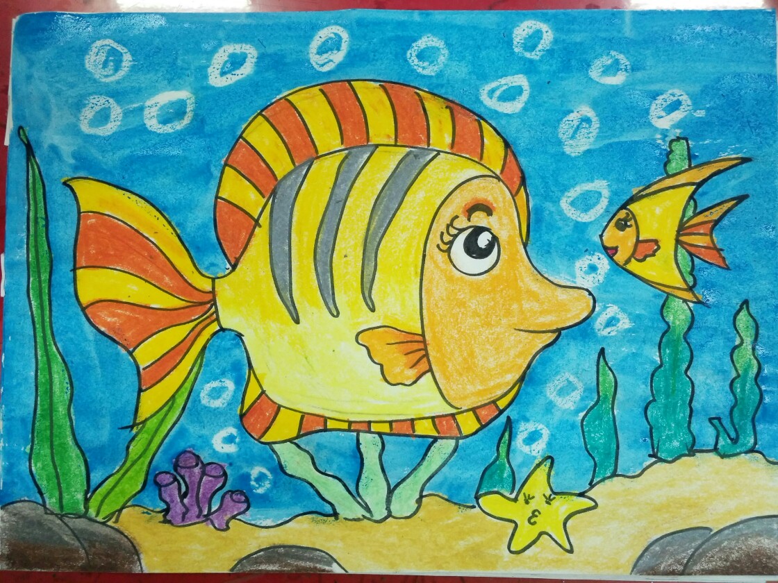 热带鱼水粉画图片