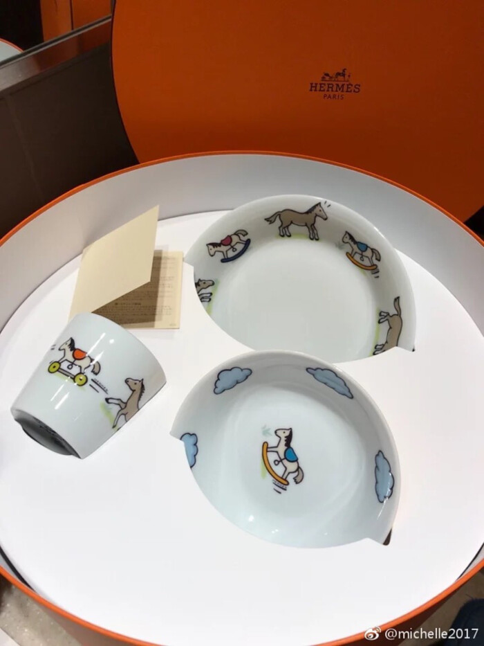 hermes爱马仕 adada系列儿童餐具三件套