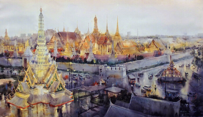 泰国水彩画家 direk kingnok 绘画作品 dir5559.wixsite.