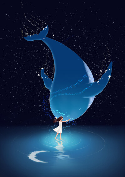海蓝时见鲸 唯美图片