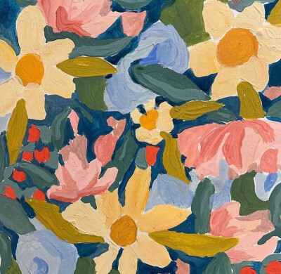 插画师margaret笔下的花朵,有种复古又清新的气息ins:margaret.jeane