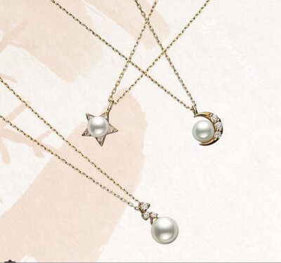 日本珠宝首饰:vendome aoyama 阿古屋珍珠项链,弯月,星星.