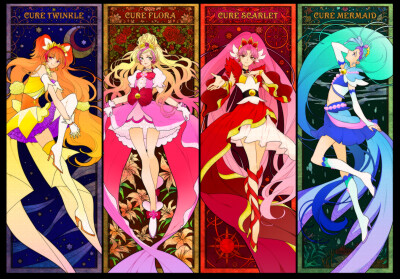 光之美少女princess,光之美少女smile变身 princess 光之美少女 [春野遥{花神天使}/海藤南{人鱼天使}/天之川
