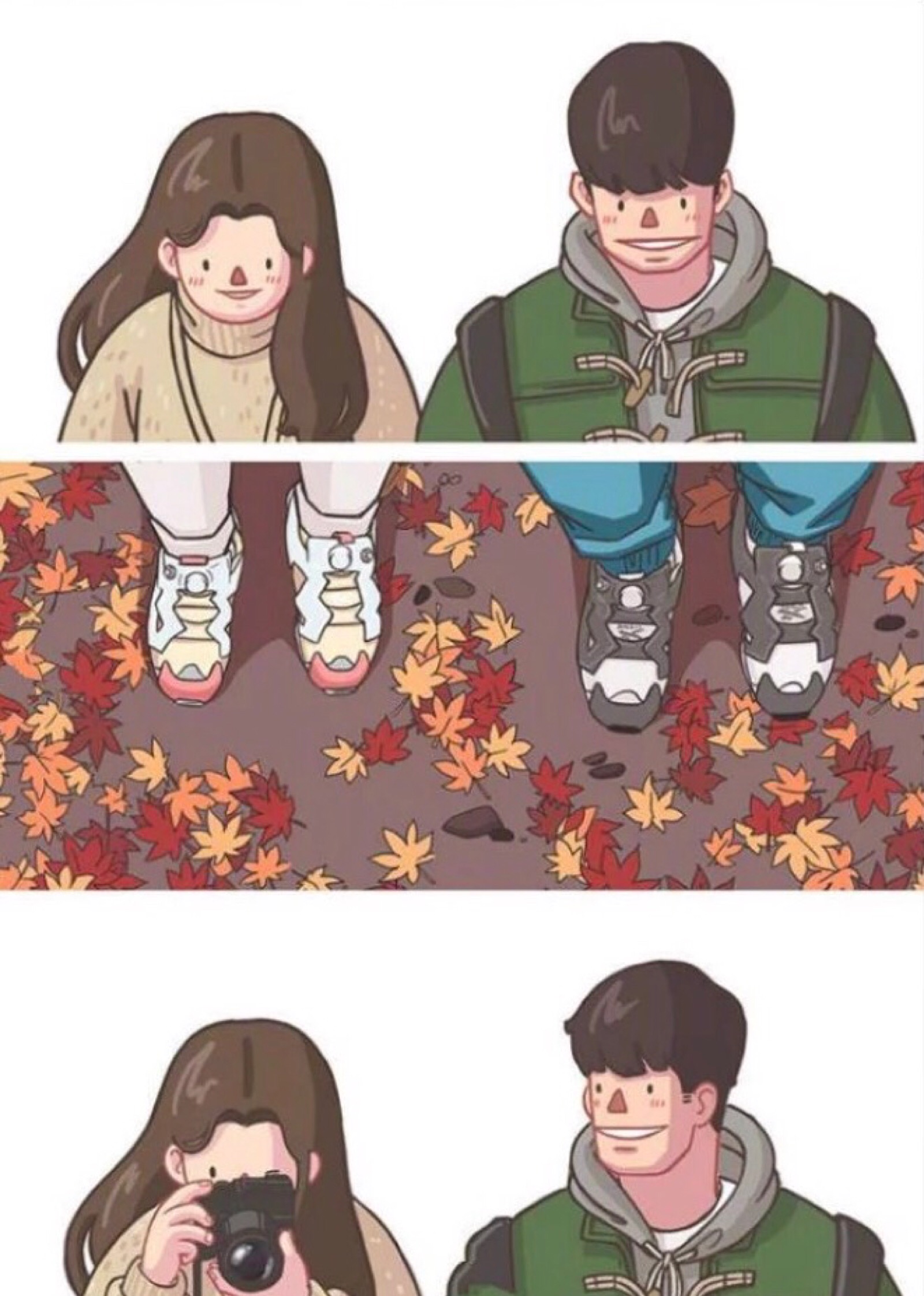 自截 韩国情侣插画